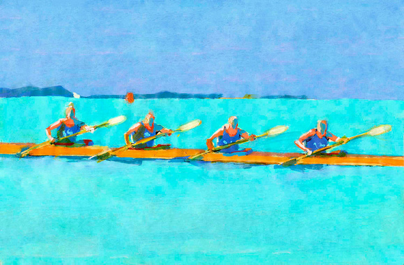 rowers  original watercolor painting 22"30'