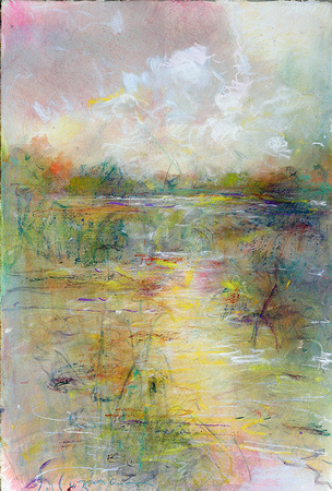 Mullica river sunset watercolor original watercolor 22x30" 1,200