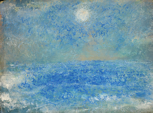 moon and seaoriginal pastel watercolor $2,000