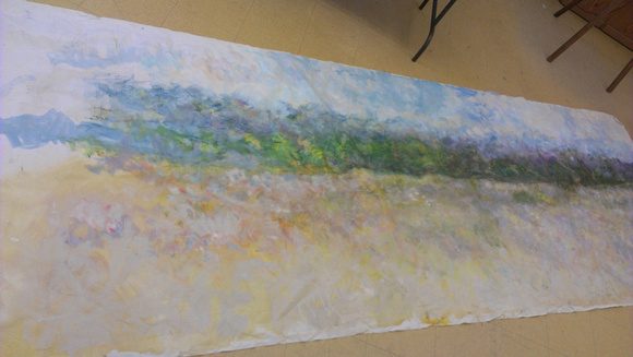 original pastel watermixable oil 120'x6'story about long panoramaspainted on location in the Adirondack mountains the 24' one over a 8 year period on lodge rd during a number of painting trips.it was