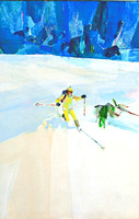 backpacker magazine back country skiing original acrylic painting 22"30' IllustrationsThe illustrations on this page are part of a body of work created for clients like NY Times,Time magazine,Olympics