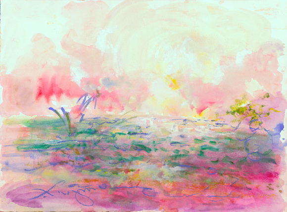sunset beach fla original pastel watercolor $2,000   available mixed media 34"x28" $900.