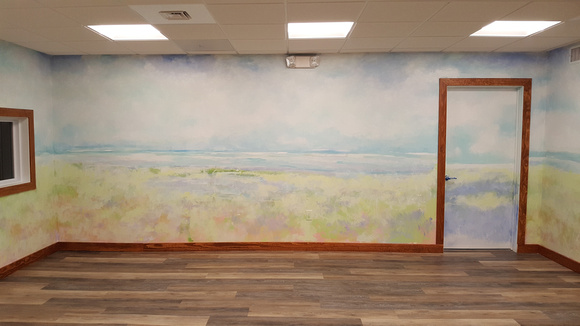 enlightened solutions mural and building interior yoga roomthis room is meant to bring expanse and warmth with its 360 bowl like approach to the mural .This  is a yoga room for recovering addicts so c