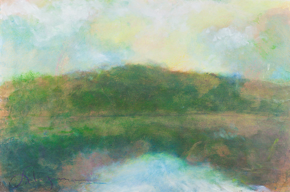 mountain reflection original watercolor painting 22"30'