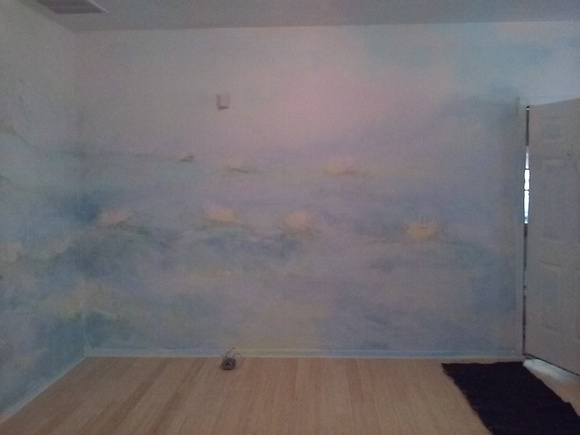 yoga roomthis room is meant to bring expanse and warmth with its 360 bowl like approach to the mural .This  is a yoga room for recovering addicts so calmness ,peace and safety is reflected in the dune