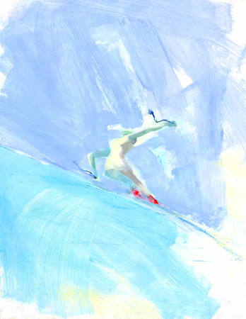 downhill skier original watercolor painting 22"30' $1,200 IllustrationsThe illustrations on this page are part of a body of work created for clients like NY Times,Time magazine,Olympics,World cup socc