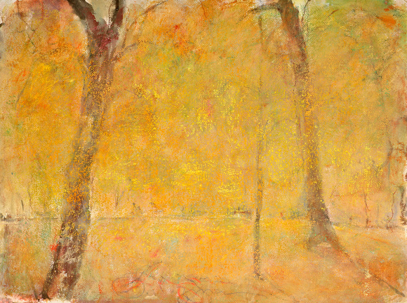 Autumn Park original watercolor pastel 22"x30" available mixed media 34"x28" $900.
