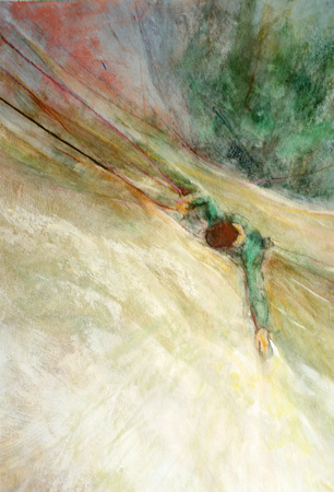 rock climber ,UK healing arts commission  original watercolor painting 22"30'