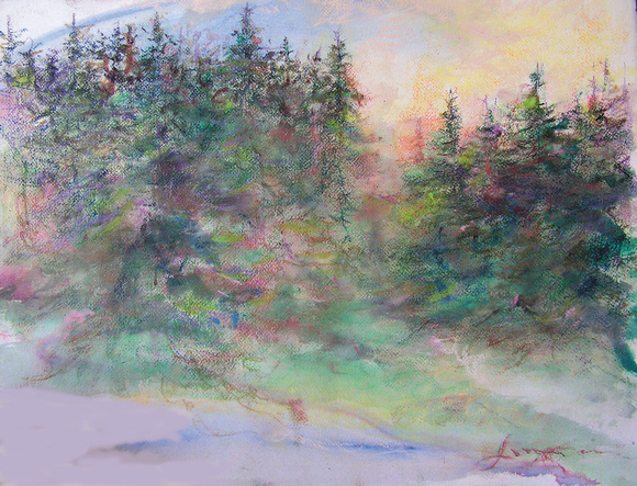 pines mt marcy adirondack region watercolor 1,200available mixed media 34"x28" $900.