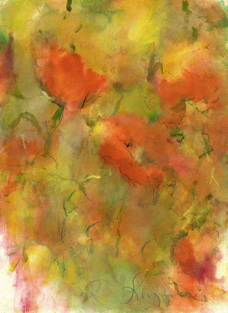 original watercolor painting 22"30'Poppies Vertical