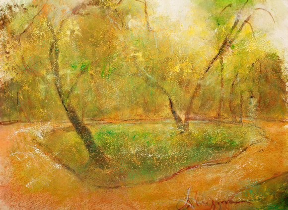original watercolor Ukraine Spring Park