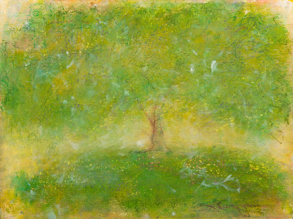 Summer Apple Tree original watercolor painting 22"30'  spring apple