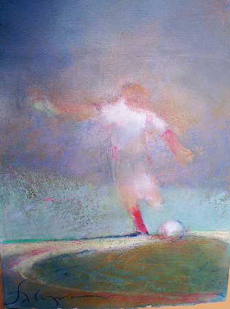 soccer kick,soccer,world cup soccer, illustrations Kick magazine original watercolor painting 22"30'