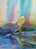 eric hyden lake placid olympics original watercolor painting 22"30'