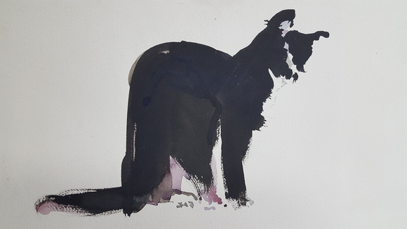 original watercolor painting cat bunko available in print  22"30'