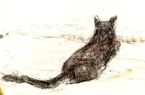 original watercolor painting cat bunko available in print  22"30'