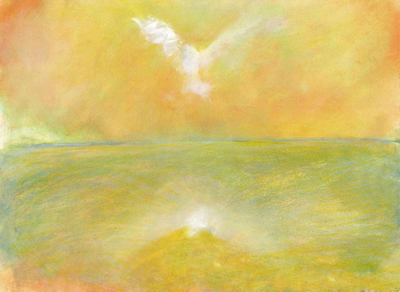 dove of peaceoriginal pastel watercolor $2,000 This is an interpretation of a quote The painting has an amber expanse with the mystic Dove emerging with the message of perfect hope and  peace.This wor
