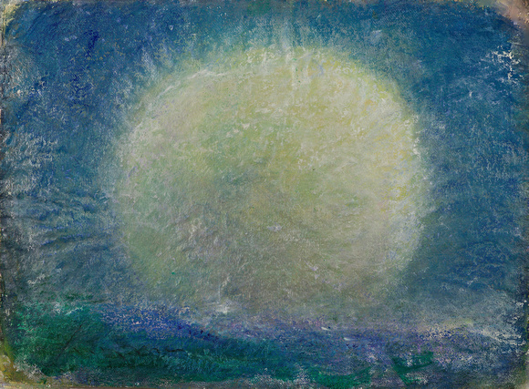 moon and sea original watercolor painting 22"30'
