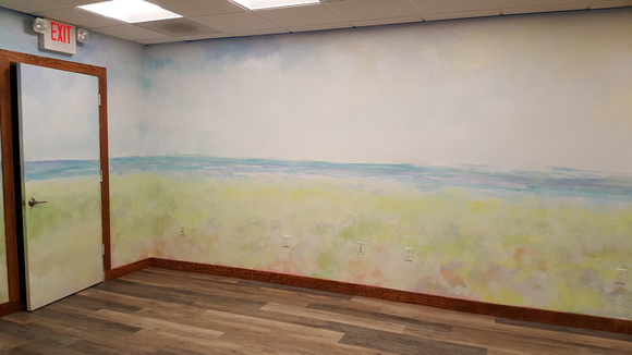 enlightened solutions mural and building interior.yoga roomthis room is meant to bring expanse and warmth with its 360 bowl like approach to the mural .This  is a yoga room for recovering addicts so c