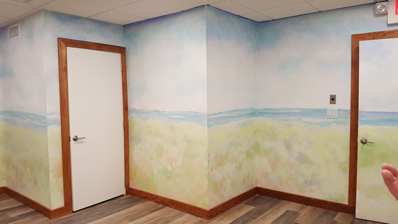enlightened solutions mural and building interior.yoga roomthis room is meant to bring expanse and warmth with its 360 bowl like approach to the mural .This  is a yoga room for recovering addicts so c