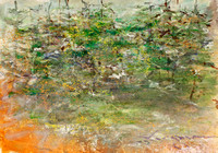 original pastel watercolor ,1,800 Summer Pines, Forrest