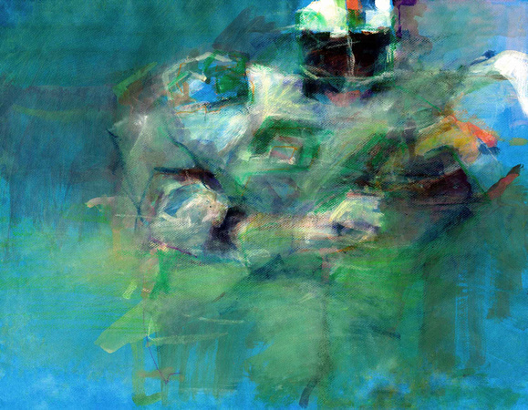 block  football original pastel painting 22"30'