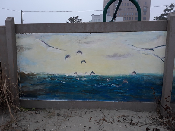 one of six four ft by eight ft wood panels for a Children/s Park