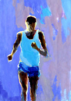 marathon original watercolor painting 18 "24' $1,200
