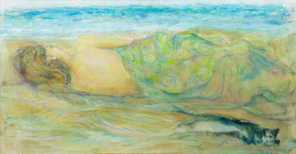 figure by the sea original watercolor painting 32"350'