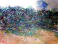 original watercolor pastel 22"x30" forest  edge $1,800