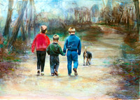 walk in the park watercolor 22x30 original print 300.