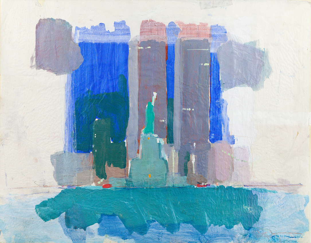ny trade towers painted from world trade towerts this is part of a series of water based work painted on location