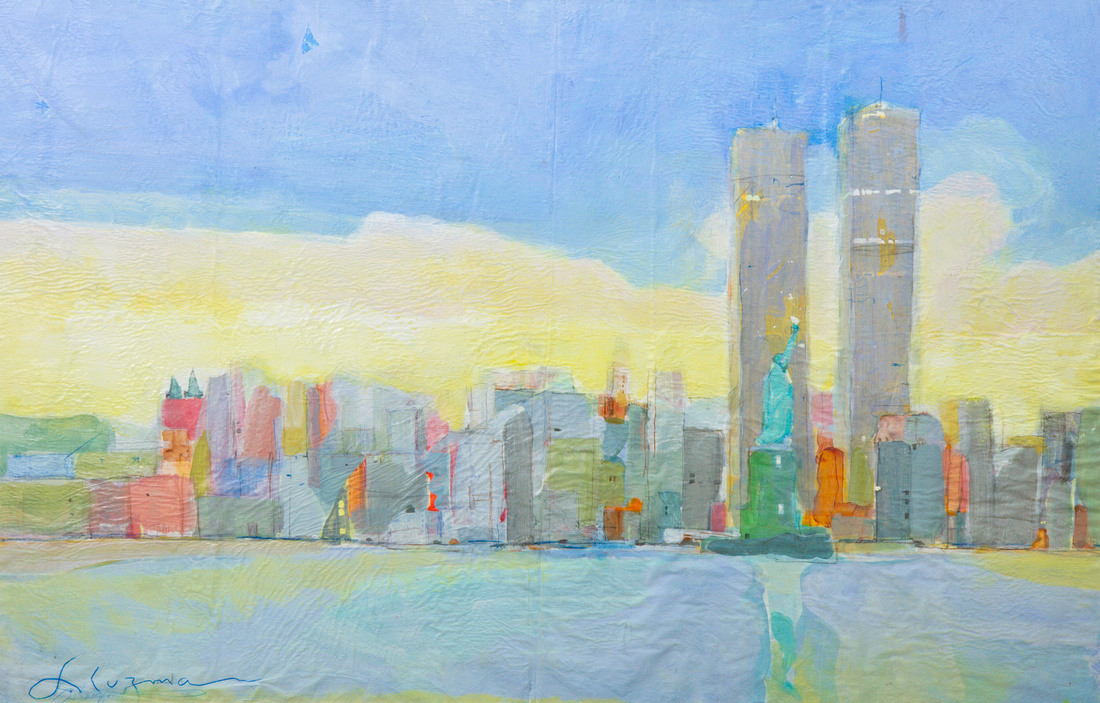 NY NY  Trade Towers original watercolor painting 22"36 ' $11,000