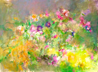 Wildflowers 22"x30"the painting is inspired by the consciousness of Joy using fresh arranged flowers picked from a store  as a subject.they are painted in luminous layers with keeping the spirit of th