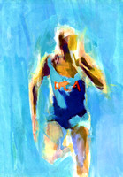runner sprint original watercolor painting 22"30'