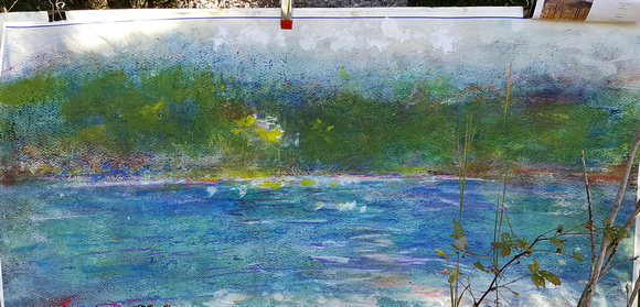 blue mountain lake Adirondack museum September Oct 2016story about long panoramaspainted on location in the Adirondack mountains the 24' one over a 8 year period on lodge rd during a number of paintin